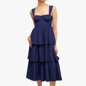 NWT WeWoreWhat Blue Corset Maxi Dress